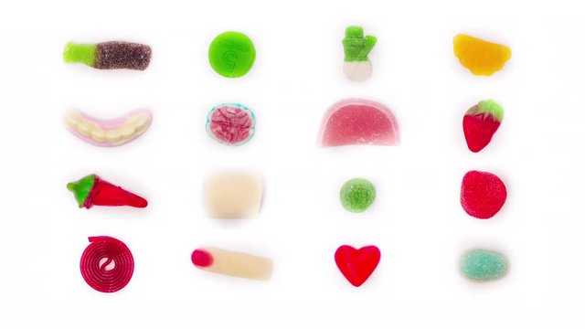 a changing sequence of sweets and candy pick and mix