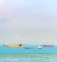Industrial shiping tankers. Singapore harbour