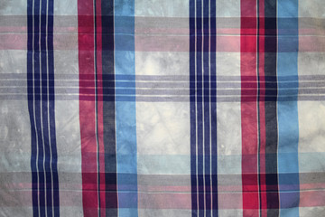 texture of cotton fabric with a tartan pattern