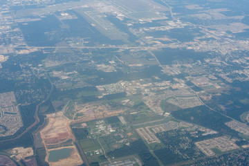 Obraz premium Metropolis Area of Houston, Texas Suburbs from Above in an Airplane