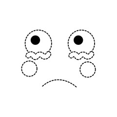 sad crying face emoji icon image vector illustration design  black dotted line
