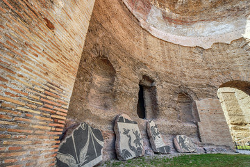 old ruins at bath of caracalla in Rome, Italy 