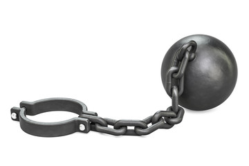 Prison shackle with chain, 3D rendering