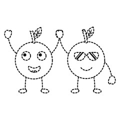 orange happy sunglasses fruit kawaii icon image vector illustration design  black dotted line