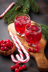 Cranberry drink and fresh berries.  
