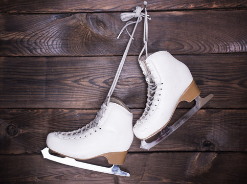 women's white used leather skates