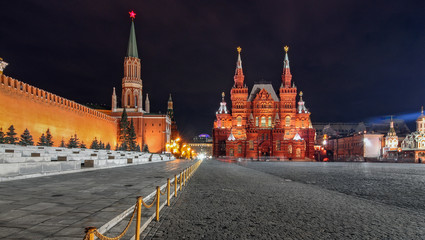 Red square by night in Moscow