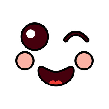 wink happy face emoji icon image vector illustration design 