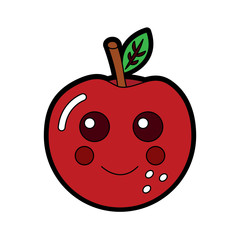 apple happy fruit kawaii icon image vector illustration design 