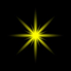 Transparent star for christmas isolated on black background