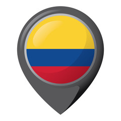 Icon representing location pin with the flag of Colombia. Ideal for catalogs of institutional materials and geography