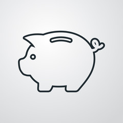 Icono plano linea hucha cerdito en fondo degradado
