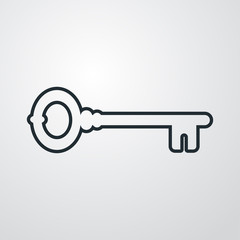 Icono plano linea llave antigua en fondo degradado