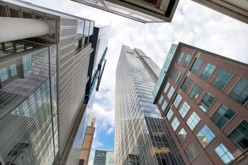 Northern Chicago River Riverwalk on North Branch Chicago River in Chicago, Illinois