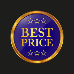 Best price label on black background.