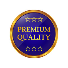 Premium quality label on white background.