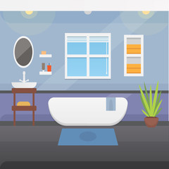 Fototapeta na wymiar Bathroom interior or architecture and furniture vector illustration.