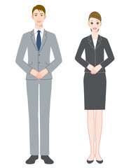 ビジネスマン　男女　挨拶