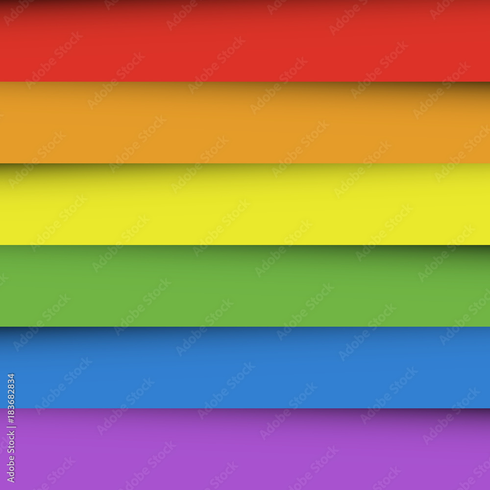 Poster overlapping colorful paper sheets in colors of rainbow spectrum. with shadow effect. happy abstract 