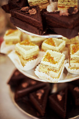 Diversity of pastry decorated with fruit