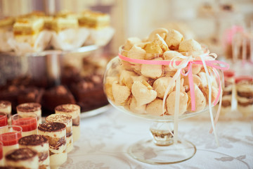 Diversity of pastry decorated with fruit