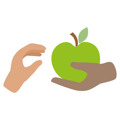 hand with apple fresh vector illustration design