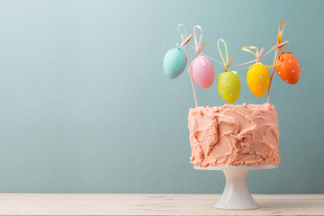 Delicious cake with Easter eggs