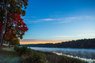 Morning foggy landscape image of Nemunas river