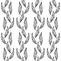 Tropical seamless pattern with exotic palm leaves. Hawaiian style. Vector illustration.