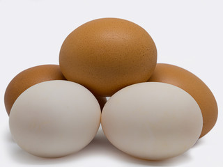 (Closeup) Duck eggs and Chicken eggs.