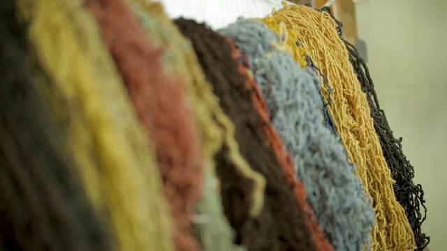 Colorful yarn of sheep wool for weaving carpet, manufacture industrial textile