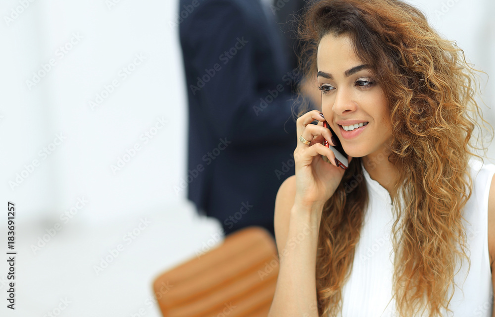 Canvas Prints closeup. business woman with a smartphone