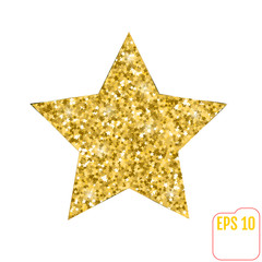 Vector illustration of gold star. Golden stars confetti