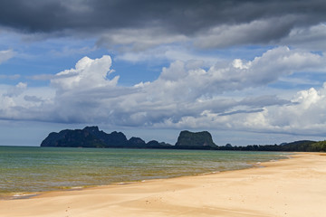 The beach Bang Boet Beach, with cloud and rain