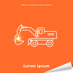 Orange banner with excavator icon