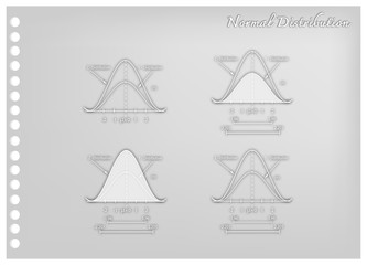 Paper Art Collection of Normal Distribution or Gaussian Bell Curve