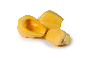 Fresh delicious one flesh of jackfruit isolated on clean white background