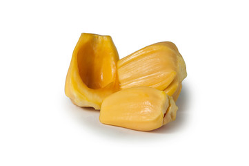Fototapeta na wymiar Fresh delicious one flesh of jackfruit isolated on clean white background