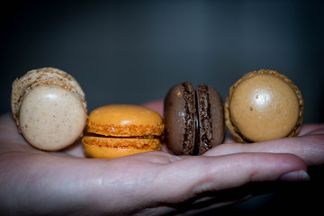 Beautifully stacked macaroons on isolated background