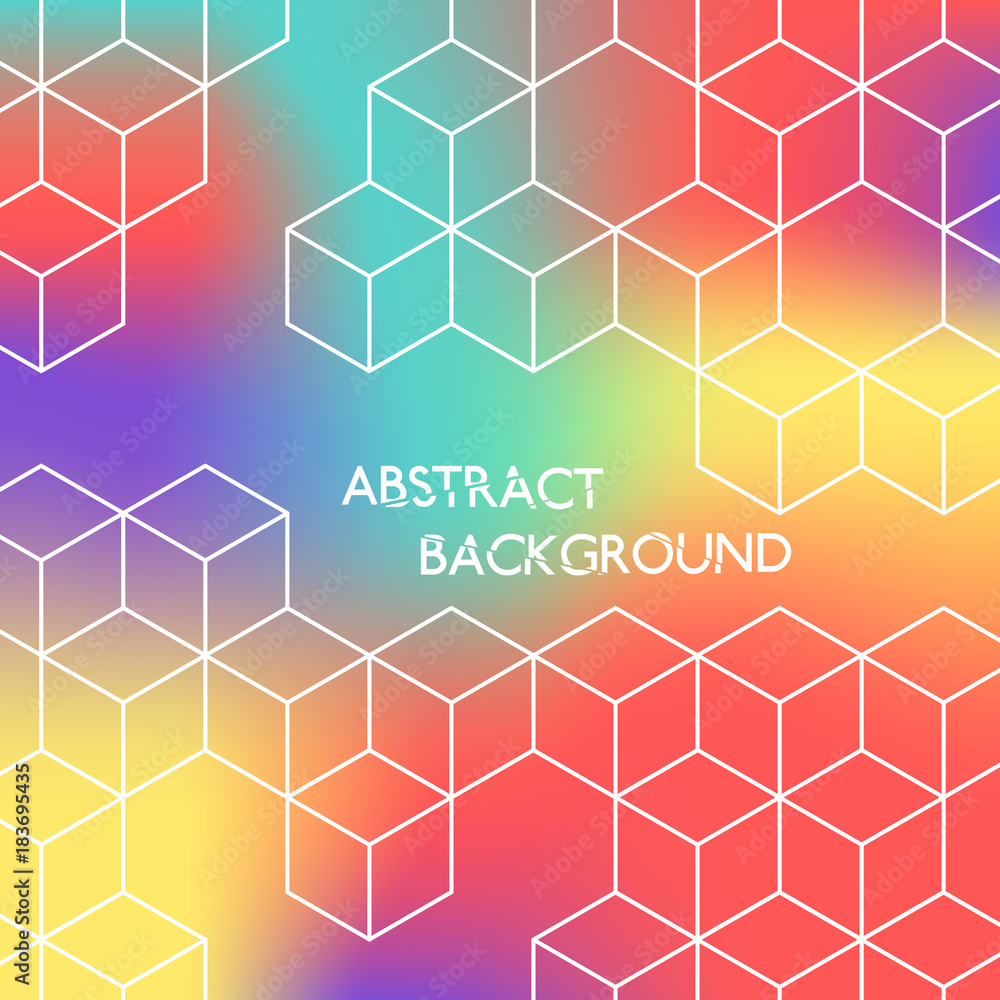 Aufkleber abstract color hexagonal background. white cubes on colored background. vector illustration