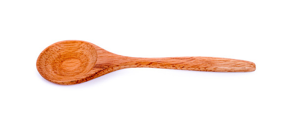 .Wooden spoon on white