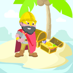 African viking leader with treasure– stock illustration
