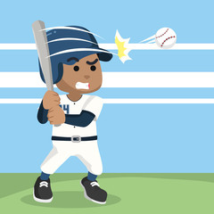 African baseball player hitting ball– stock illustration 