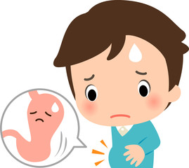 胃下垂に悩む若い男性