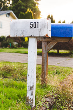 Mailboxes in Suburban Neighborhood