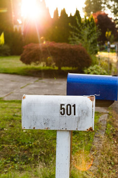 Mailboxes in Suburban Neighborhood