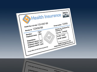 This is a generic, mock, health insurance card from an employer sponsored health care plan. 