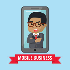 Fototapeta na wymiar African businessman mobile business