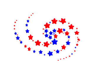 Red and Blue Stars in spiral pattern