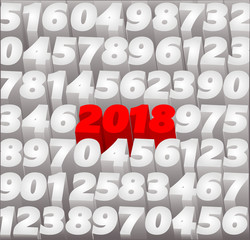 Happy new 2018 year 3D background, vector illustration